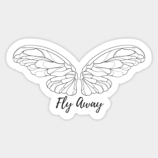 "Fly Away" Butterfly Graphic Design Sticker